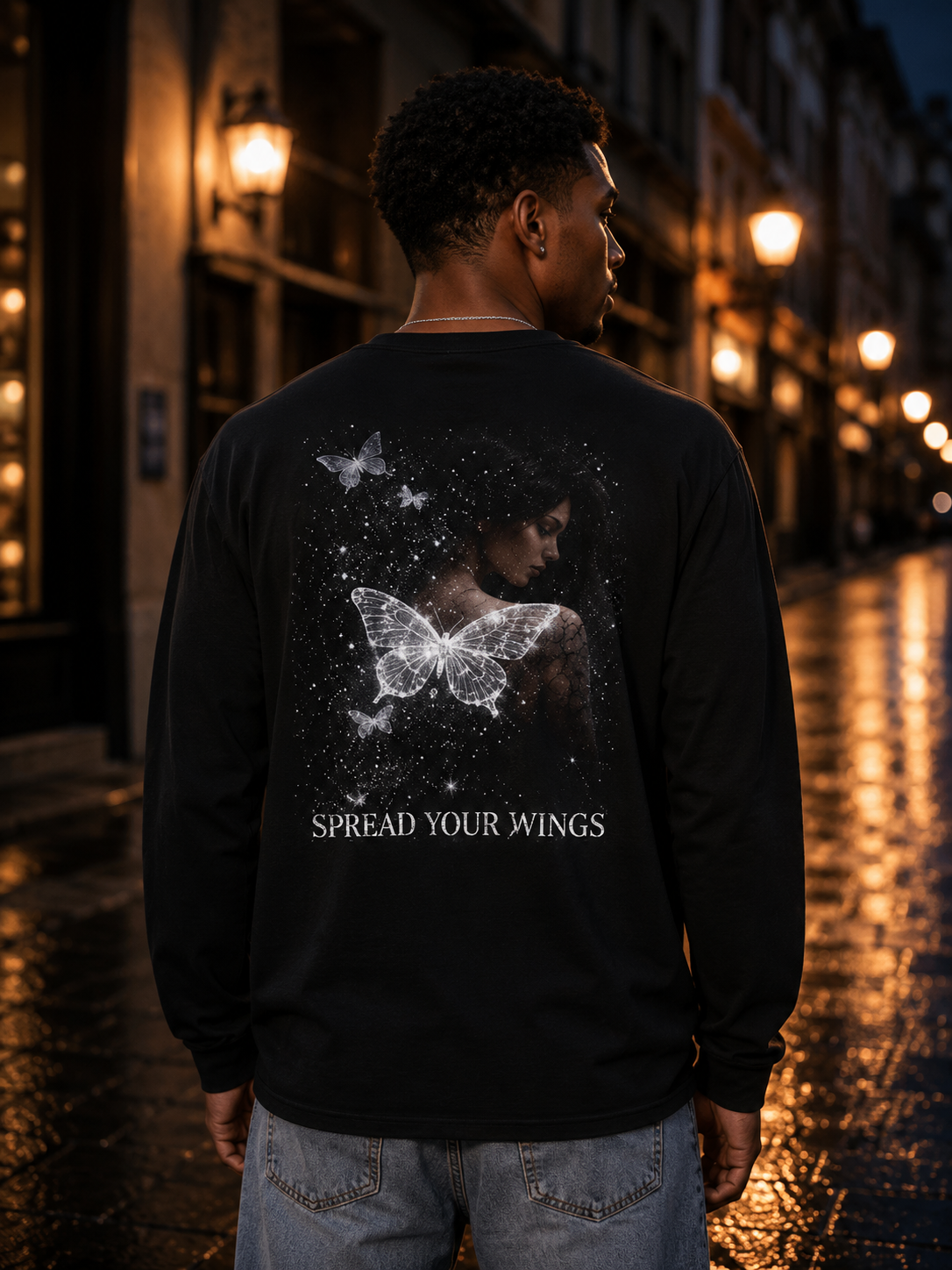Premium Unisex Langarm-T-Shirt Dark Gray l SPREAD YOUR WINGS l KI Artwork