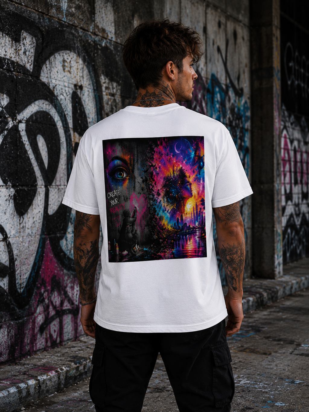 Reality Is A Choice | Graffiti Fantasy Performance T-Shir | Create Your Reality | Colorful Street Art Back Print