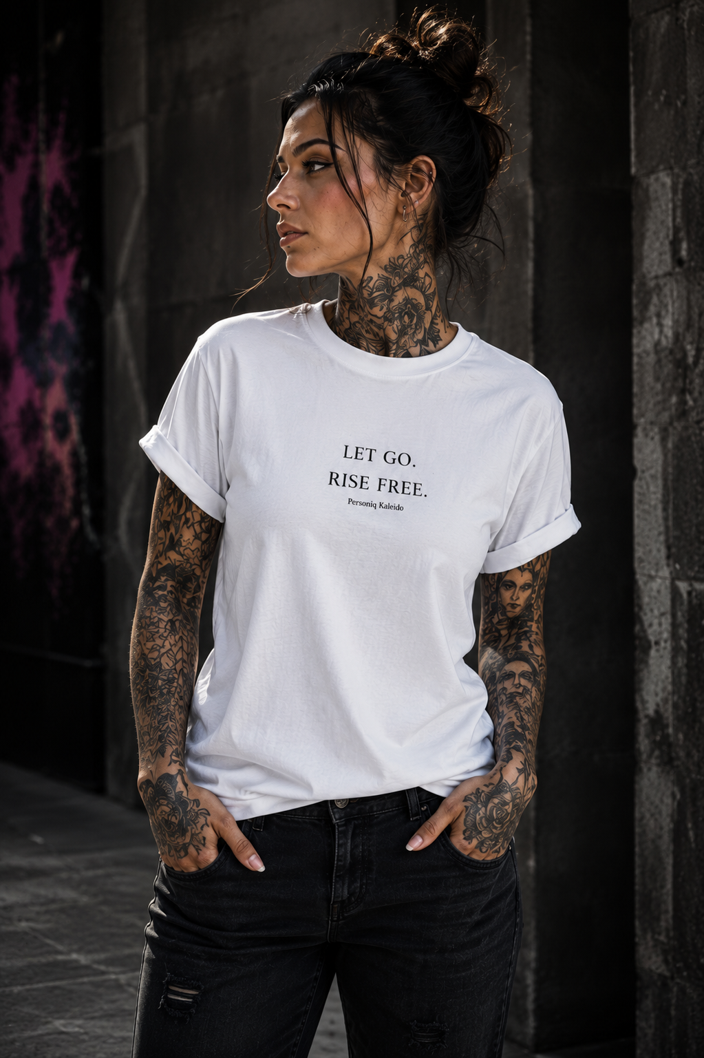 LET GO. RISE FREE. - Butterfly & Dandelion Back Print Unisex Performance T-Shirt