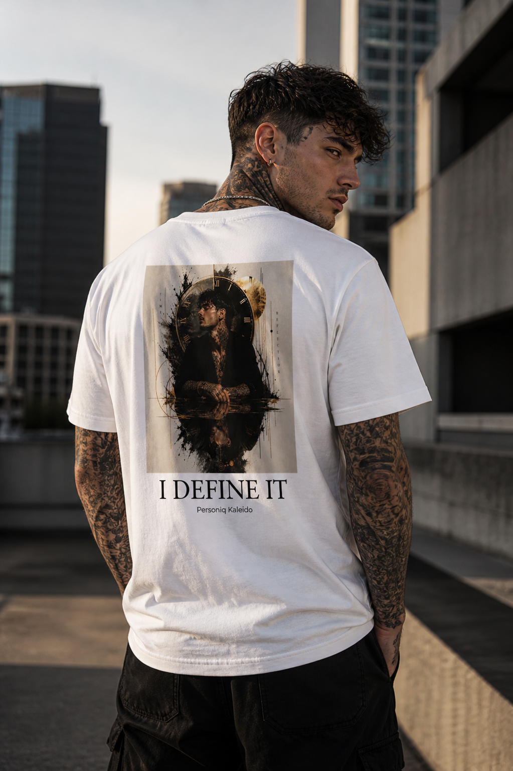 I Don’t Chase Time / I Define It T-Shirt – Dual Message Streetwear | Minimal Front & Artistic Back Print | Unisex Fashion Statement