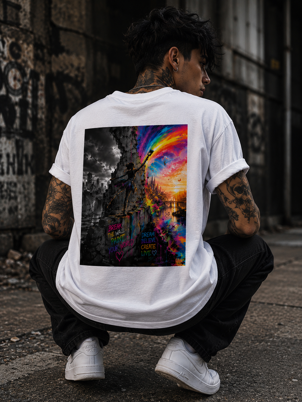 BREAK THE WALL. l Performance Unisex Statement T-shirt White