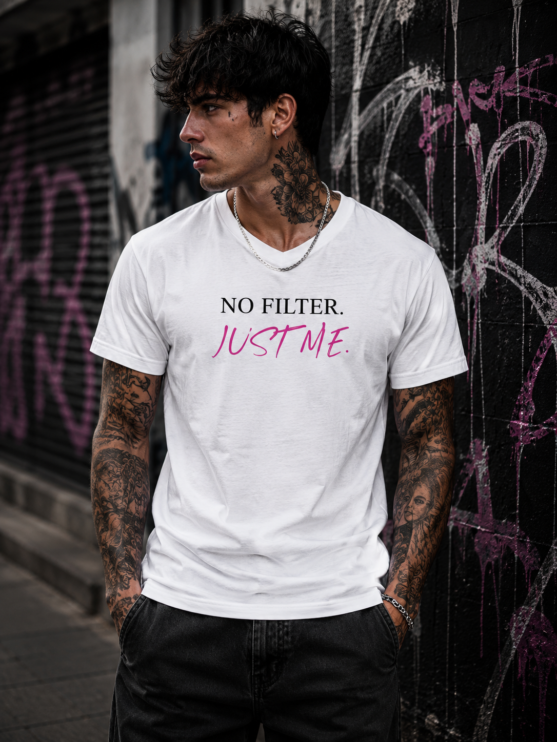 NO FILTER. JuST ME l Premium Unisex Statement T--Shirt