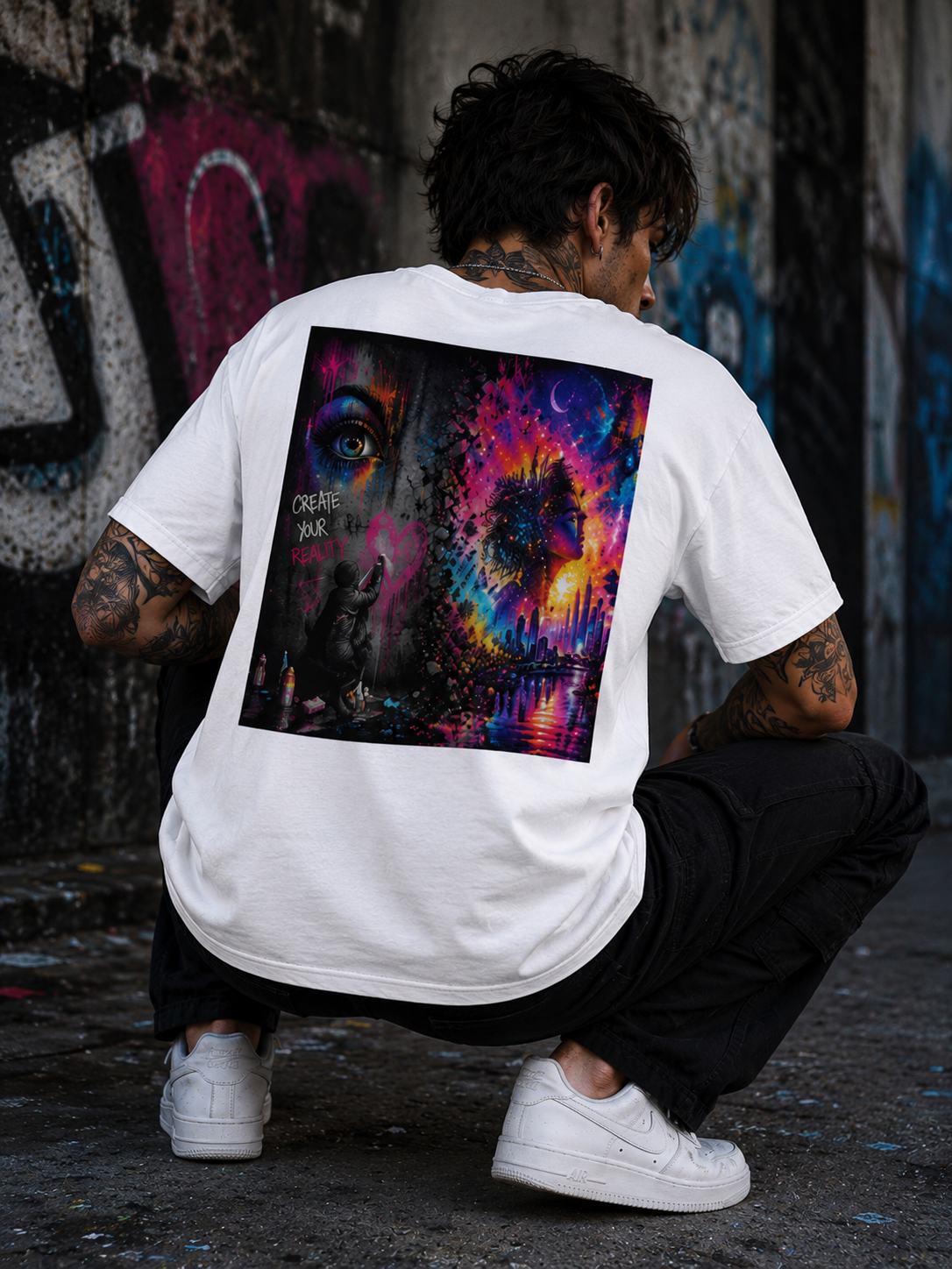 Reality Is A Choice | Graffiti Fantasy Performance T-Shir | Create Your Reality | Colorful Street Art Back Print