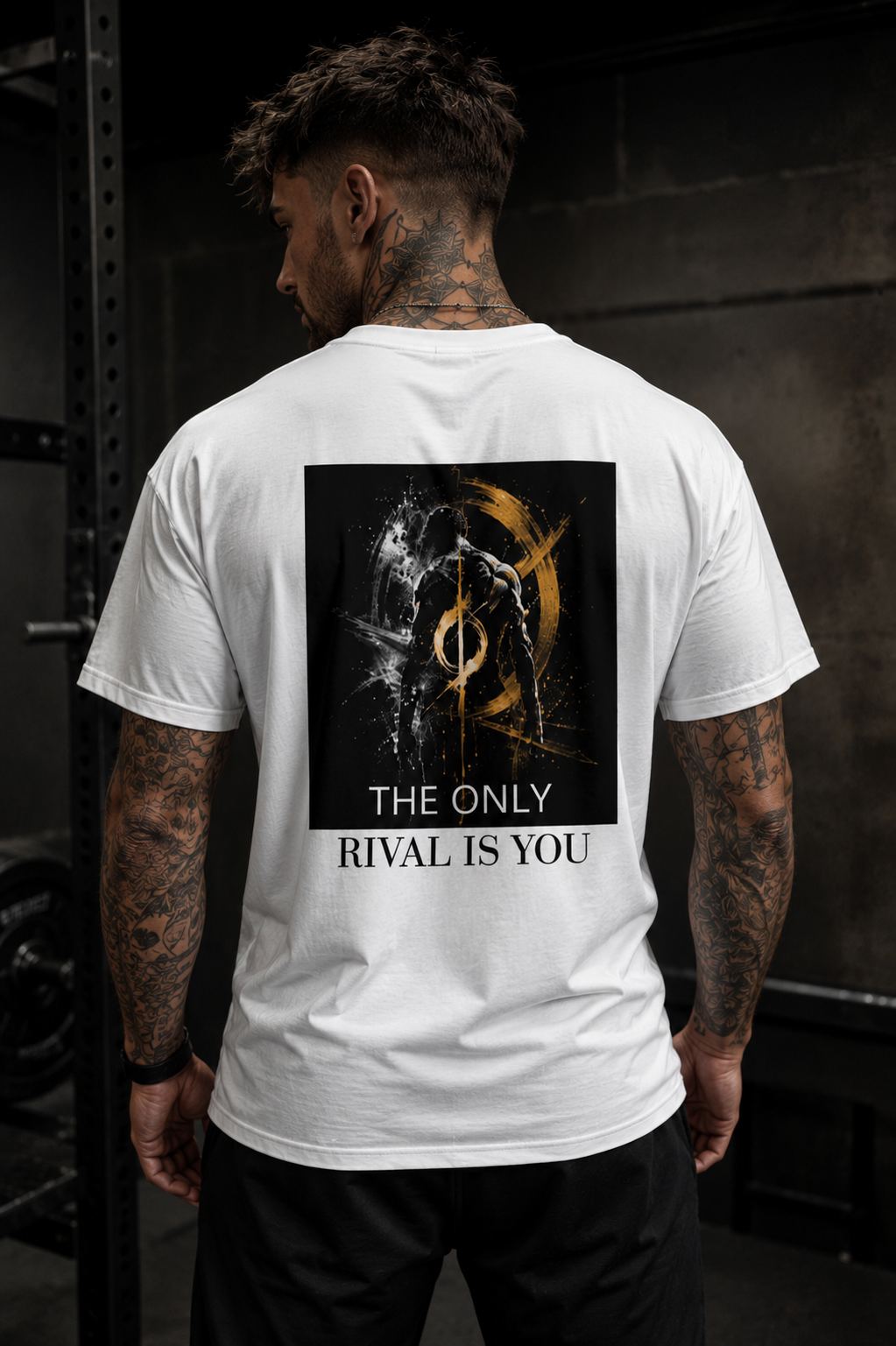 THE ONLY RIVAL IS YOU l Performance Unisex-T-Shirt mit Rundhalsausschnitt Weiß