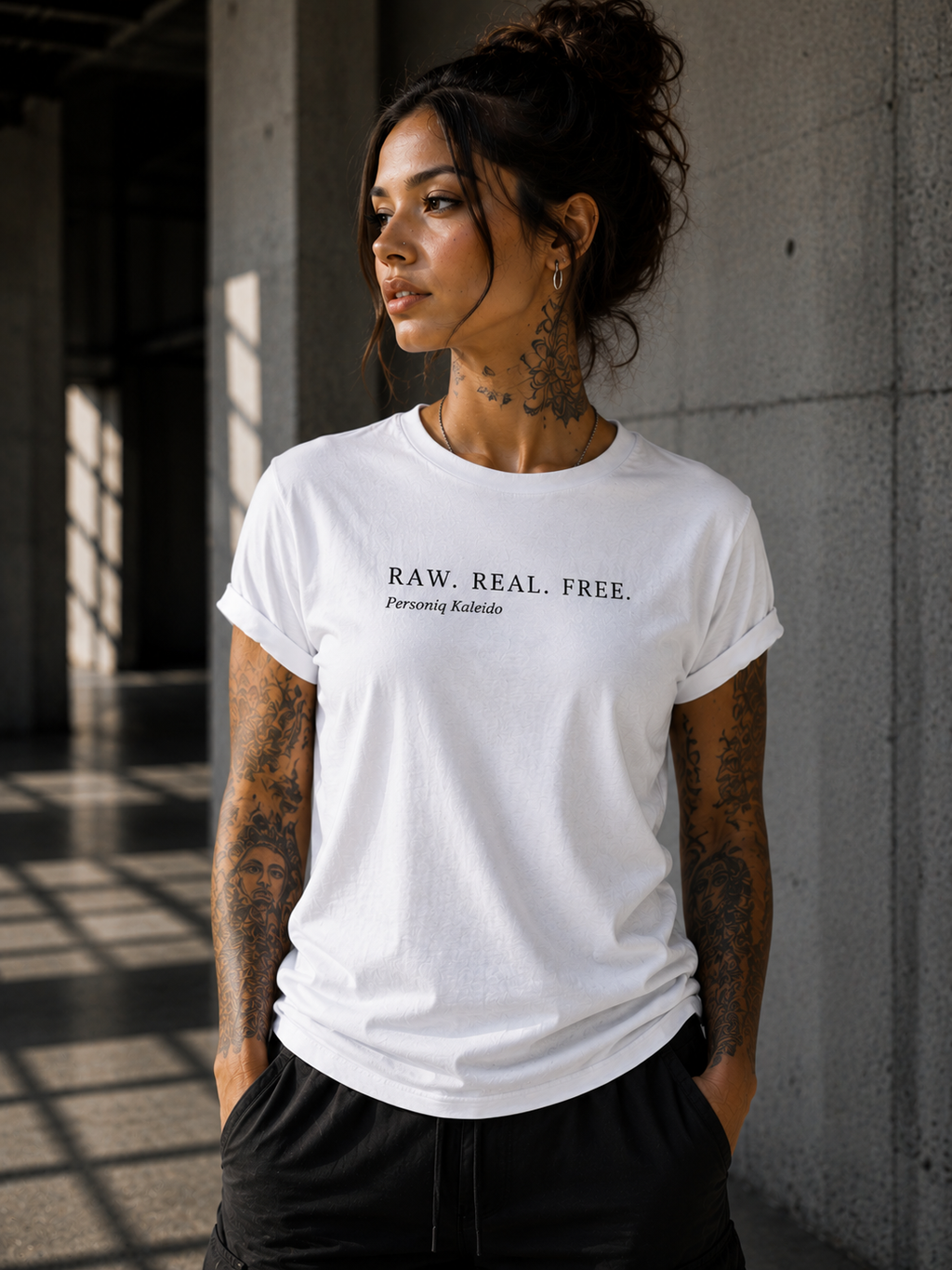RAW. REAL. FREE. l Performance Unisex Statement T-shirt White