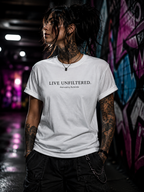 LIVE UNFILTERED. - Performance Unisex Statement T-shirt White