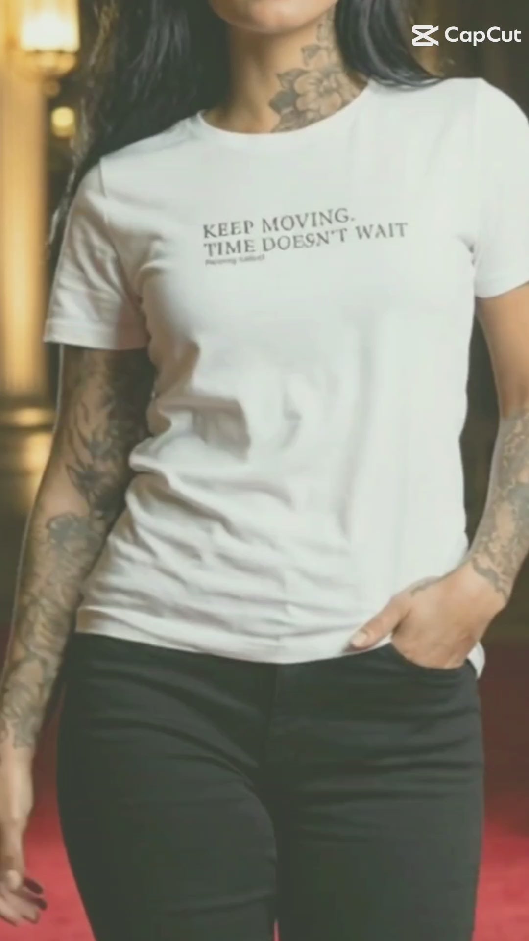 KEEP MOVING. TIME DOESN’T WAIT. - Performance Unisex Statement T-shirt White