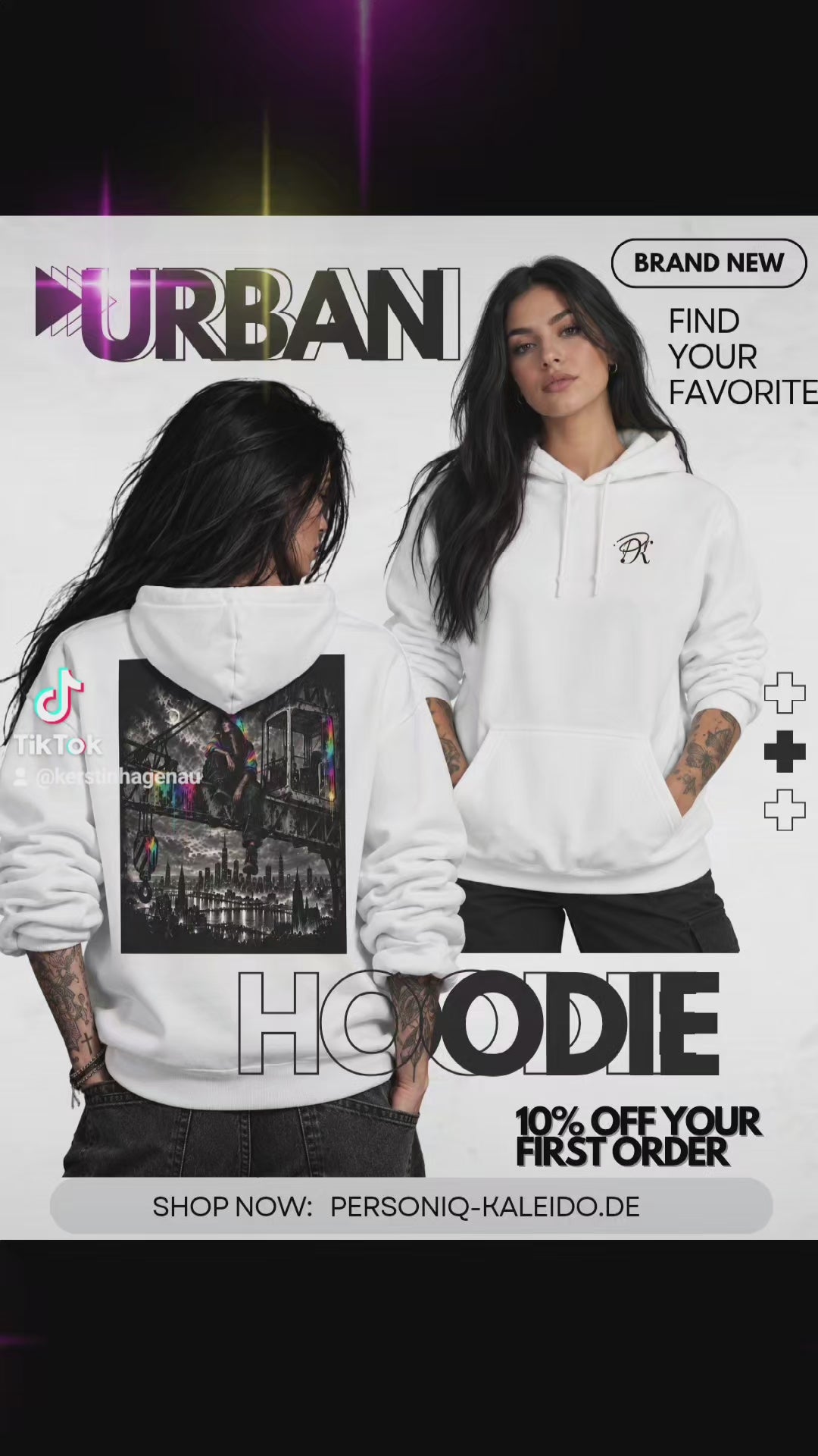 Higher Than Yesterday – Urban Neon Graffiti Hoodie - Black & White Rainbow Streetwear